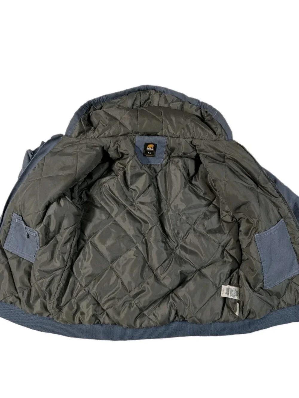 Berne Workwear Youth XL 18-20 Hooded Jacket Blue Quilted Canvas BHJ61SLB